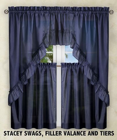 ستائر Ellis Curtain Stacey ذات طبقات شفافة، مقاس 56 بوصة × 30 بوصة، أزرق داكن in Kuwait
