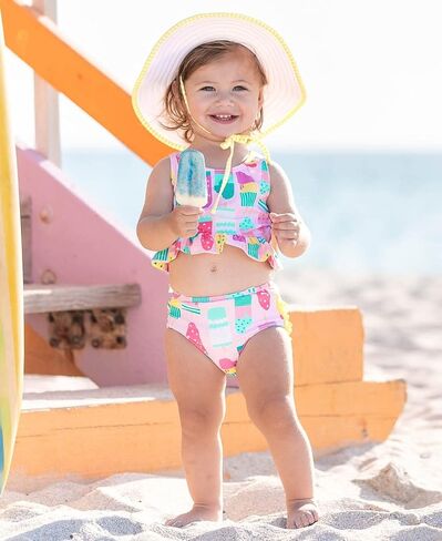 RuffleButts Girls UPF50+ Sun Protection One Shoulder Ruffle Tankini Two Piece Swimsuit in Saudi Arabia