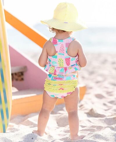 RuffleButts Girls UPF50+ Sun Protection One Shoulder Ruffle Tankini Two Piece Swimsuit in Saudi Arabia