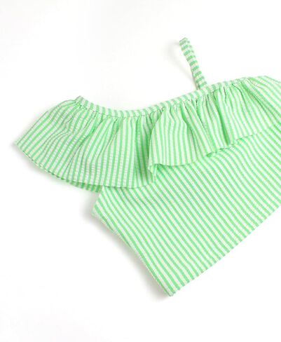 RuffleButts Girls UPF50+ Sun Protection One Shoulder Ruffle Tankini Two Piece Swimsuit in Kuwait