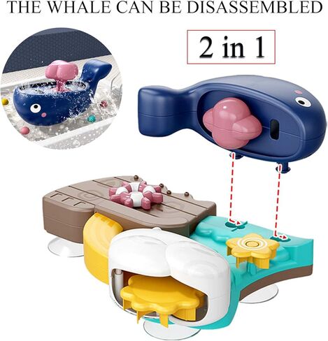 GOHEYI Baby Bath Toys, Bath Toy for Toddlers Kids, Preschool Baby Bathtub Water Toys, Whale Shower Spin Suction Bath Wall Toy, Birthday Gifts for 3 4 Year Old Girls Boys in Kuwait