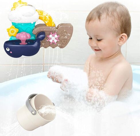 GOHEYI Baby Bath Toys, Bath Toy for Toddlers Kids, Preschool Baby Bathtub Water Toys, Whale Shower Spin Suction Bath Wall Toy, Birthday Gifts for 3 4 Year Old Girls Boys in Kuwait
