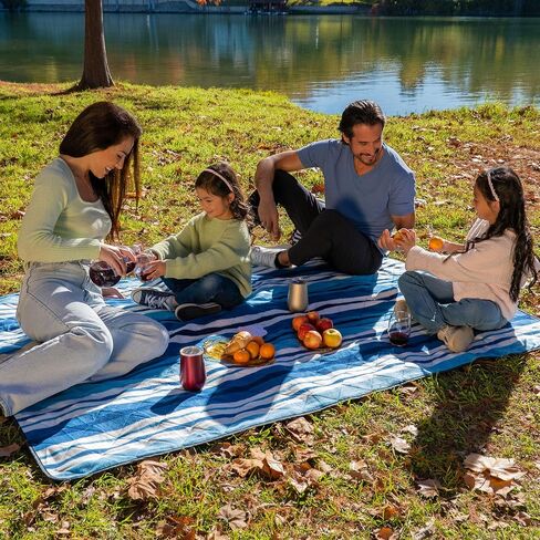 BRAWNTIDE Large Outdoor Waterproof Blanket - Quilted, Extra Thick Fleece, Warm, Windproof, Sandproof, Includes Stuff Sack, Shoulder Strap, Ideal for Beaches, Picnics, Camping, Stadiums, Dogs, Car in Saudi Arabia