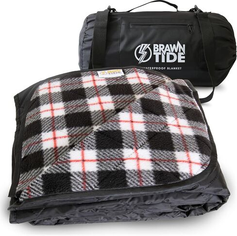 BRAWNTIDE Large Outdoor Waterproof Blanket - Quilted, Extra Thick Fleece, Warm, Windproof, Sandproof, Includes Stuff Sack, Shoulder Strap, Ideal for Beaches, Picnics, Camping, Stadiums, Dogs, Car in Saudi Arabia