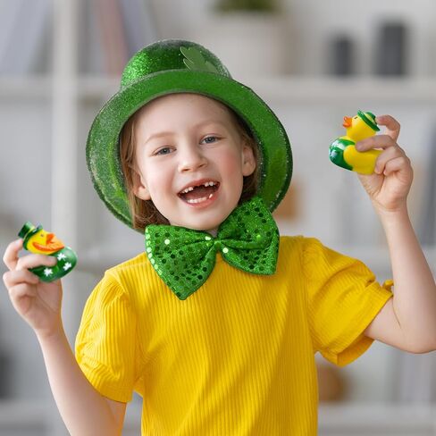 JOYIN 24 Pcs St Patrick Rubber Ducks, St. Patrick's Day Green Rubber Ducks Lucky Ducks with Hats & Shamrock Patterns, Small Kid Bath Toys, St Patrick Gifts for Kids, Party Favors & Decorations in Saudi Arabia