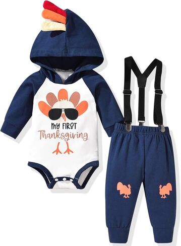 Unutiylo 0-24 Months Infant Baby Boys Thanksgiving Outfit My First Thanksgiving Clothes in Saudi Arabia