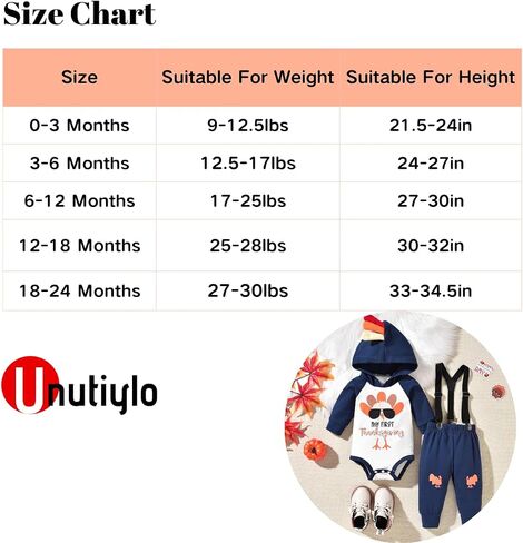 Unutiylo 0-24 Months Infant Baby Boys Thanksgiving Outfit My First Thanksgiving Clothes in Saudi Arabia