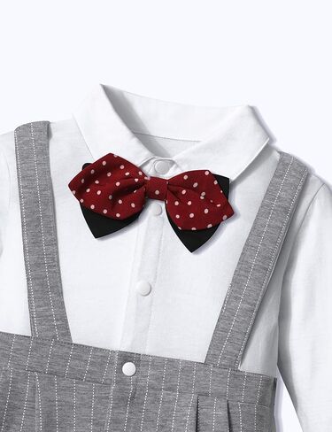 زي عيد الميلاد الاول للاولاد من تومولانت، رومبير ابيض باكمام طويلة مع ربطة عنق وهمية، قطعتين من السروال + سترة + قبعة، ملابس للاولاد في عيد الميلاد الاول in Kuwait