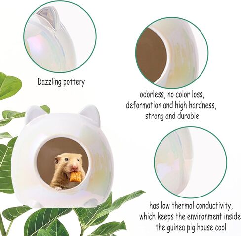 Esamploe Guinea Pig Hideout,Washable Ceramic Guinea Pig Bedding,Cool Guinea Pig Bedding,The Perfect Hiding Place for Guinea Pigs Hamsters and Chinchillas(White) in Kuwait