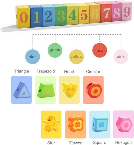 ألعاب أطفال من توب برايت خرز خشبي مع أربطة لهدايا البنات والأولاد بعمر عامين من سن 18 شهر in Kuwait