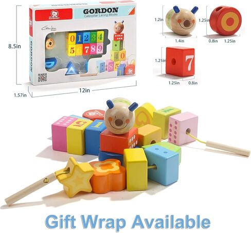 ألعاب أطفال من توب برايت خرز خشبي مع أربطة لهدايا البنات والأولاد بعمر عامين من سن 18 شهر in Kuwait