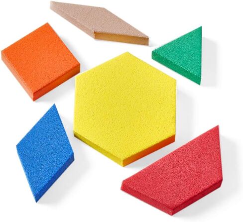 hand2mind Foam Pattern Blocks, Foam Shapes, Geometric Shapes for Kids, Pattern Play, Toddler Pattern Blocks, Shapes for Kindergarten, 3D Shapes Manipulatives, Sorting Math (Set of 100) in Saudi Arabia