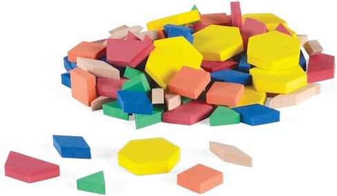 hand2mind Foam Pattern Blocks, Foam Shapes, Geometric Shapes for Kids, Pattern Play, Toddler Pattern Blocks, Shapes for Kindergarten, 3D Shapes Manipulatives, Sorting Math (Set of 100) in Saudi Arabia