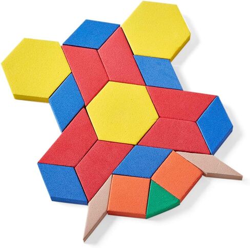 hand2mind Foam Pattern Blocks, Foam Shapes, Geometric Shapes for Kids, Pattern Play, Toddler Pattern Blocks, Shapes for Kindergarten, 3D Shapes Manipulatives, Sorting Math (Set of 100) in Saudi Arabia