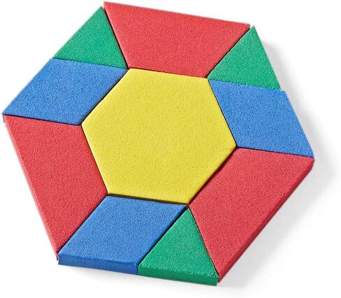 hand2mind Foam Pattern Blocks, Foam Shapes, Geometric Shapes for Kids, Pattern Play, Toddler Pattern Blocks, Shapes for Kindergarten, 3D Shapes Manipulatives, Sorting Math (Set of 100) in Saudi Arabia