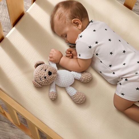 100% Cotton Mulish Pack N Play Sheets Fitted for Pack and Play Mattress and Mini Cribs, 2 Pack, Soft and Breathable for Boy, Girl - Fog & Blush in Kuwait