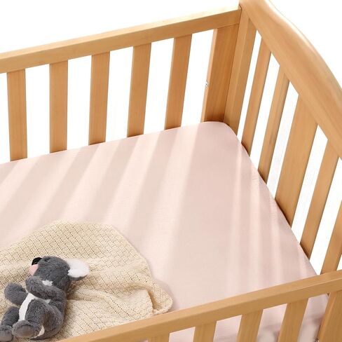 100% Cotton Mulish Pack N Play Sheets Fitted for Pack and Play Mattress and Mini Cribs, 2 Pack, Soft and Breathable for Boy, Girl - Fog & Blush in Kuwait