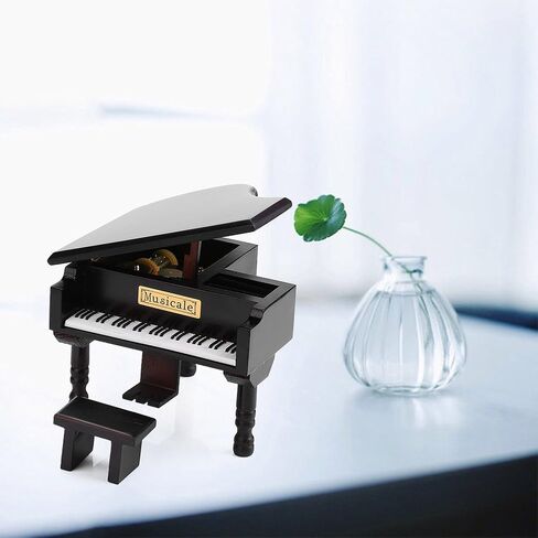 صندوق موسيقى خشبي من Jacksking، صندوق موسيقى خشبي على شكل بيانو كبير مع مقعد صغير هدية إبداعية لعيد الميلاد in Kuwait