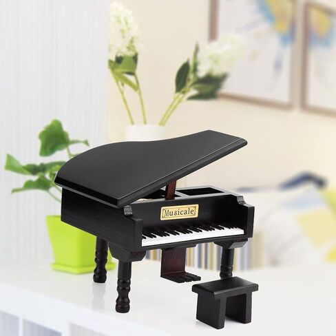 صندوق موسيقى خشبي من Jacksking، صندوق موسيقى خشبي على شكل بيانو كبير مع مقعد صغير هدية إبداعية لعيد الميلاد in Kuwait