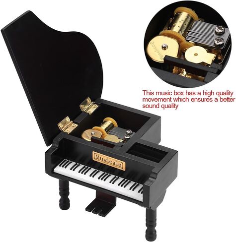 صندوق موسيقى خشبي من Jacksking، صندوق موسيقى خشبي على شكل بيانو كبير مع مقعد صغير هدية إبداعية لعيد الميلاد in Kuwait
