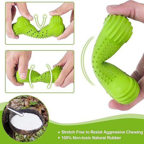 العاب مضغ الجراء، العاب مضغ متينة تصدر صرير للكلاب للتسنين، العاب تسنين قوية مع مطاط طبيعي لتنظيف اسنان الكلاب الصغيرة والمتوسطة (لون اخضر) in Kuwait
