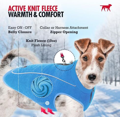 Insulated Fleece Sweater for Dogs | Lightweight Warm Dog Vest | Zipper Port for Harness | Cold Weather Winter Jacket | Rain Snow Repellant Coat | Adjustable for Small Medium Large Male Dogs (Blue/M) in Kuwait