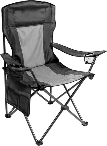 Coastrail Outdoor Padded Folding Camping Chair Quad Arm Chair Lawn Chair with Large Cup Holders, Side & Back Pocket for Camp, Outdoor, Indoor, Fishing, Supports 350lbs in Kuwait
