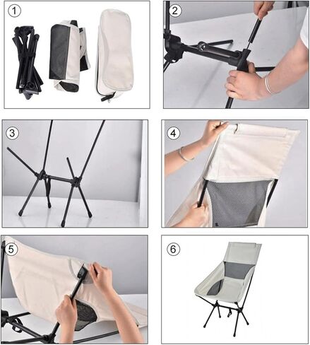 WOSVOLUNT Ultra Lightweight Camping Chair Portable Folding Backpacking Chair Foldable Camp Chairs Compact Cliq Chair for Outdoor Camp, Travel, Beach, Picnic, Festival, Hiking, Backpacking in Kuwait