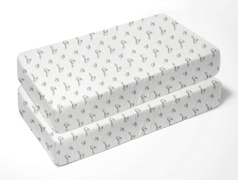 Bacati - Happy Monkeys 2 Pack Essentials Classic Super Soft Breathable 100% Cotton Muslin Baby Crib Fitted Sheets - Fits Standard 28 x 52 x 5 Crib & Toddler Mattresses (Blue/Grey Boys) in Saudi Arabia