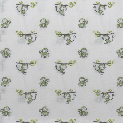 Bacati - Happy Monkeys 2 Pack Essentials Classic Super Soft Breathable 100% Cotton Muslin Baby Crib Fitted Sheets - Fits Standard 28 x 52 x 5 Crib & Toddler Mattresses (Blue/Grey Boys) in Saudi Arabia