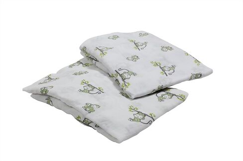 Bacati - Happy Monkeys 2 Pack Essentials Classic Super Soft Breathable 100% Cotton Muslin Baby Crib Fitted Sheets - Fits Standard 28 x 52 x 5 Crib & Toddler Mattresses (Blue/Grey Boys) in Saudi Arabia