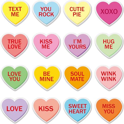 JarThenaAMCS 32Pcs Valentine's Day Thick Gel Clings Romantic Conversation Heart Window Gel Decals Reusable Colorful Candy Heart Window Clings for Home School Party Supplies, 2 Sheet in Kuwait