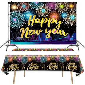 خلفية وغطاء طاولة لحفلات رأس السنة الجديدة السعيدة، لافتة خلفية ملونة للعام الجديد وأغطية طاولات لعام 2023، لوازم تزيين حفلات رأس السنة الجديدة 2023 in Kuwait