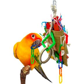 Bird Lucky Bag Toys - Bird Foraging Bag with Array of Chewable Toys for Small and Medium Parrot Cockatiels Parakeets Conures Quakers Caiques Pionus Senegals in Kuwait