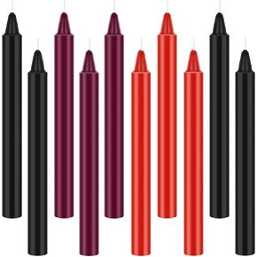 Boao 10 Pieces Low Temperature Candles Wax Low Heat Dripping Candles Wedding Valentine Candles for Valentine's Day(Red, White, Blue, Purple, Black)