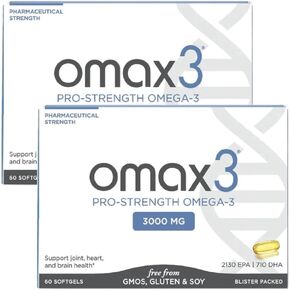 Omax3 Professional Strength Ultra-Pure Omega-3 Fish Oil - 1000 mg - Maximum Joint & Muscle Support - EPA DHA - NSF Certified - 60 Softgel Blister Pack