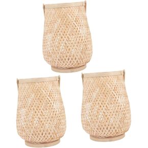 Angoily 3pcs Bamboo lamp Home Accents Decor astetic Room Decor Table Decorations Decorative Table lamp Small Lamps Bamboo Candle Lantern Decorative Candle Holders for Home Decor Household in Saudi Arabia