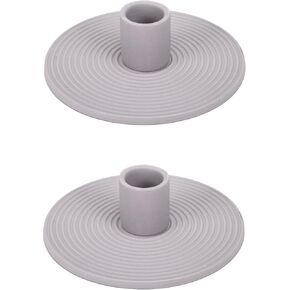 Elanze Designs Ribbed Ceramic Taper Candle Holders, Mantle Decorations, Dining Table Centerpiece, Artisan, Candlestick Holder for Tapered Candles, Pack of 2, Dark Grey