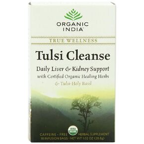 Organic India Tulsi Cleanse Herbal Tea - Holy Basil, Stress Relieving & Detoxifying, Immune Support, Adaptogen, Vegan, USDA Certified Organic, Non-GMO, Caffeine-Free - 18 Infusion Bags, 6 Pack in Kuwait