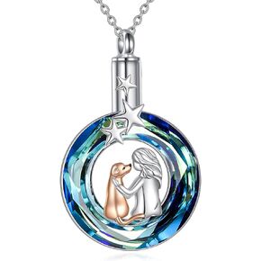 TIGER RIDER Dog and Girl Necklace for Girls Cat Necklace for Women 925 Sterling Silver Pet Pendant Gifts for Pet Lover Pet Memorial Jewelry