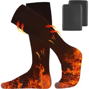 جوارب TOMSHOO ساخنة للرجال والنساء، جوارب كهربائية بقدرة 5000 مللي أمبير في الساعة قابلة لإعادة الشحن مع 4 إعدادات للحرارة، قابلة للغسل للمشي لمسافات طويلة والتخييم والتزلج والرياضات في الهواء الطلق in Kuwait