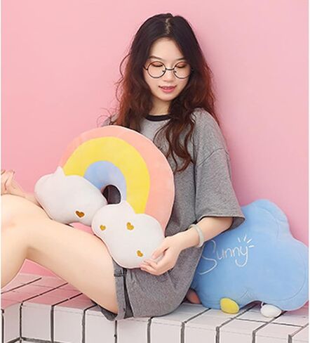 Nenalayo 18in قوس قزح محشوة وسادة رمي وسادة، لعبة ناعمة للفتيات والأطفال، وسائد ديكور كرسي الأريكة، هدايا إبداعية ديكور الغرفة (قوس قزح) in Kuwait
