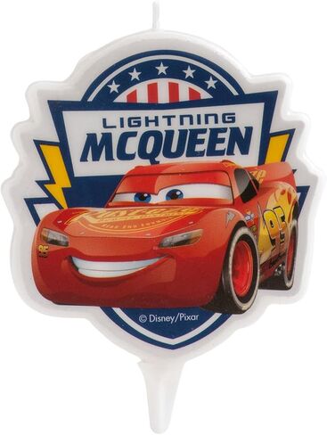 ديكورا - شموع عيد ميلاد اصلية | شمعة عيد ميلاد لايتنينج ماكوين ثنائية الابعاد لكعك الاطفال - 3 انش in Kuwait