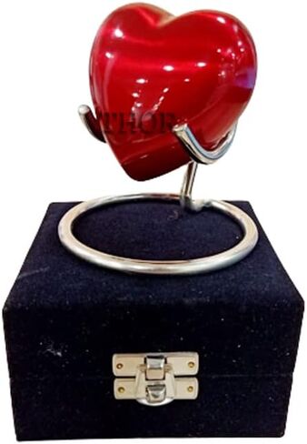 Red Heart Cremation Urn - Heart Keepsake Urn for Human Ashes with Premium Box & Heart Urn Stand - Small Handcrafted Red Urn for Ashes - Small Heart Shaped Urn - Perfect Mini Urn for Your Loved Ones in Saudi Arabia