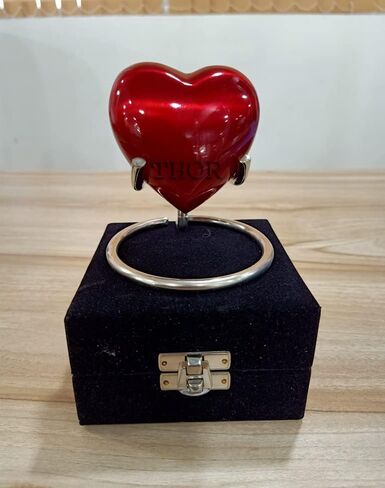 Red Heart Cremation Urn - Heart Keepsake Urn for Human Ashes with Premium Box & Heart Urn Stand - Small Handcrafted Red Urn for Ashes - Small Heart Shaped Urn - Perfect Mini Urn for Your Loved Ones in Saudi Arabia