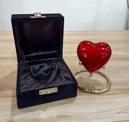 Red Heart Cremation Urn - Heart Keepsake Urn for Human Ashes with Premium Box & Heart Urn Stand - Small Handcrafted Red Urn for Ashes - Small Heart Shaped Urn - Perfect Mini Urn for Your Loved Ones in Saudi Arabia