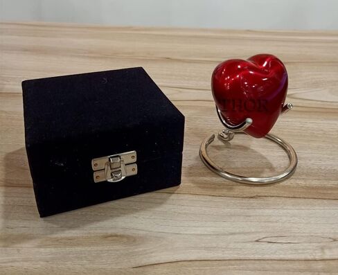 Red Heart Cremation Urn - Heart Keepsake Urn for Human Ashes with Premium Box & Heart Urn Stand - Small Handcrafted Red Urn for Ashes - Small Heart Shaped Urn - Perfect Mini Urn for Your Loved Ones in Saudi Arabia