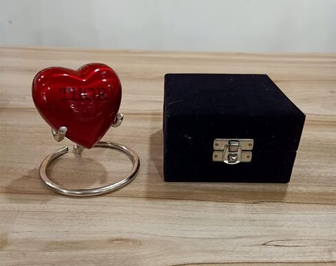 Red Heart Cremation Urn - Heart Keepsake Urn for Human Ashes with Premium Box & Heart Urn Stand - Small Handcrafted Red Urn for Ashes - Small Heart Shaped Urn - Perfect Mini Urn for Your Loved Ones in Saudi Arabia