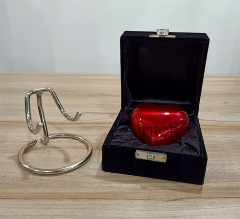 Red Heart Cremation Urn - Heart Keepsake Urn for Human Ashes with Premium Box & Heart Urn Stand - Small Handcrafted Red Urn for Ashes - Small Heart Shaped Urn - Perfect Mini Urn for Your Loved Ones in Saudi Arabia