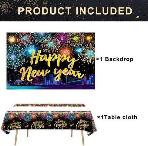 خلفية وغطاء طاولة لحفلات رأس السنة الجديدة السعيدة، لافتة خلفية ملونة للعام الجديد وأغطية طاولات لعام 2023، لوازم تزيين حفلات رأس السنة الجديدة 2023 in Kuwait